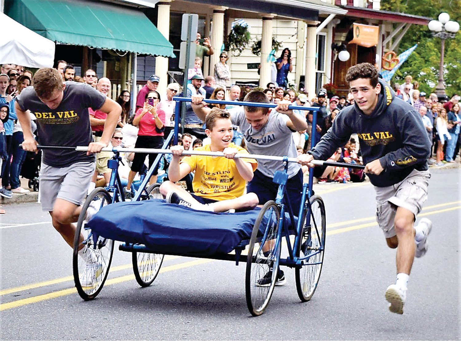 The Delaware Valley High School wrestlers had the fastest bed in the annual bed race. Photograph by student Olivia Koziel