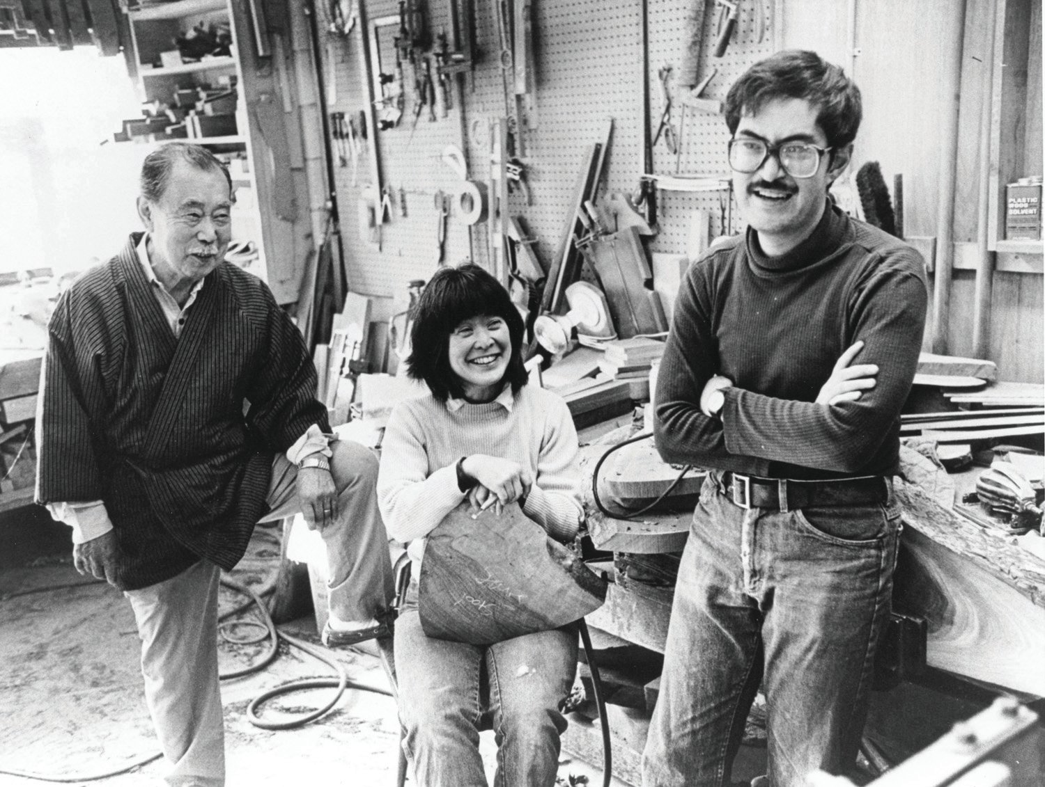 George Nakashima with daughter Mira and son Kevin as teenagers. Photograph by George Nakashima Woodworkers