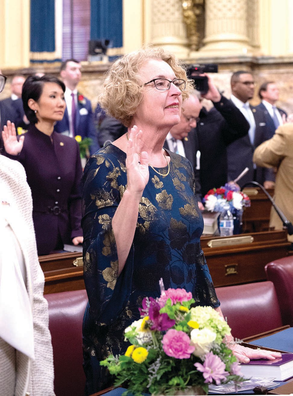 Rep. Wendy Ullman takes the oath of office in the state House of Representatives.