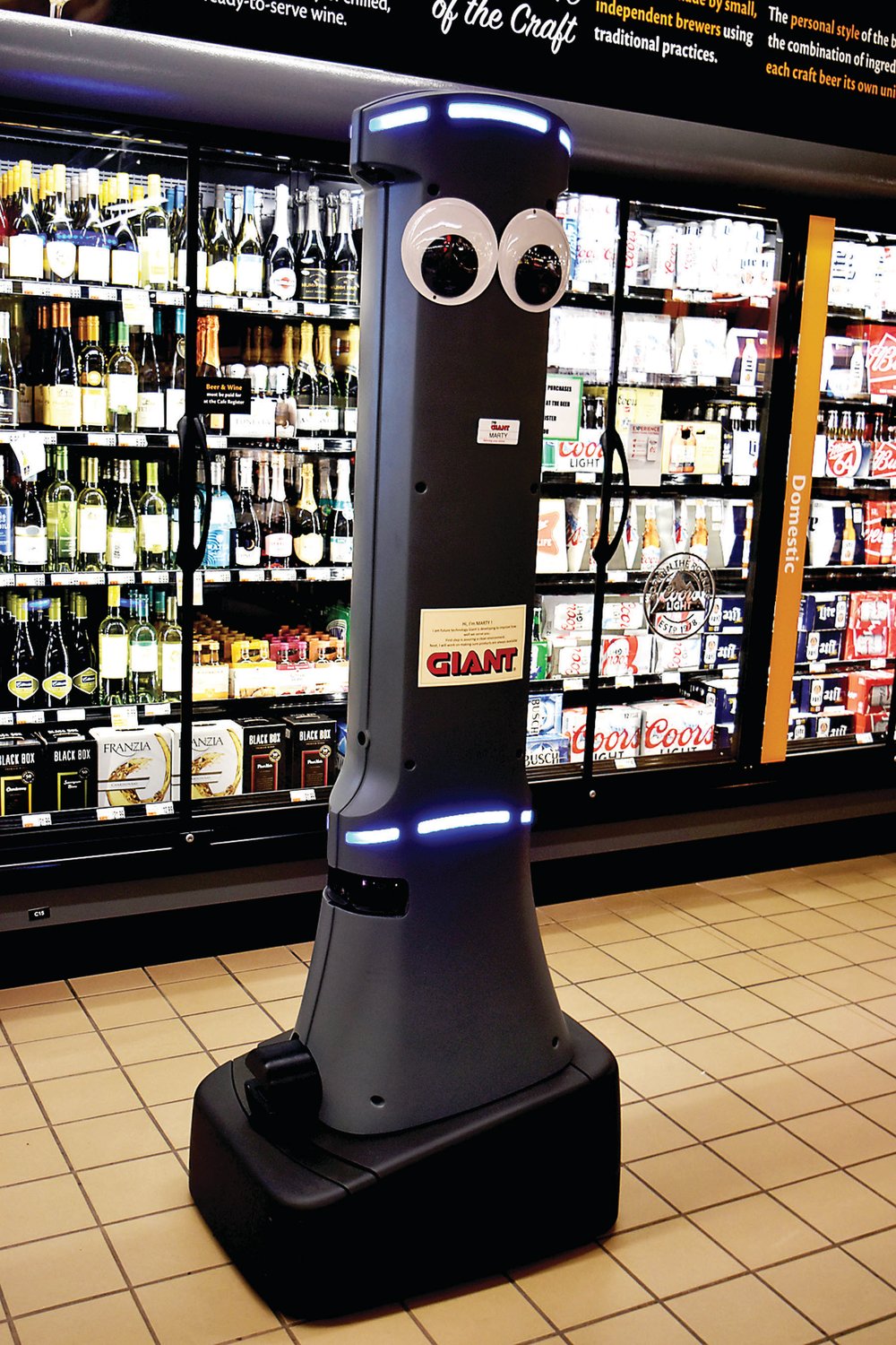 “Marty,” a tall gray robot with googly eyes, will soon be working alongside associates at Giant Food Stores.