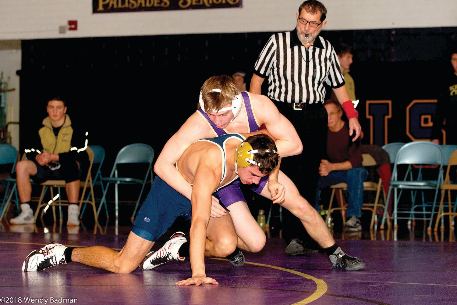 Palisades’ Mason Smeland recorded a technical fall in the Pirates’ 47-24 defeat of Schuylkill Haven Saturday. Three days later, Catasauqua edged Palisades 37-36. Photograph by Wendy Badman.