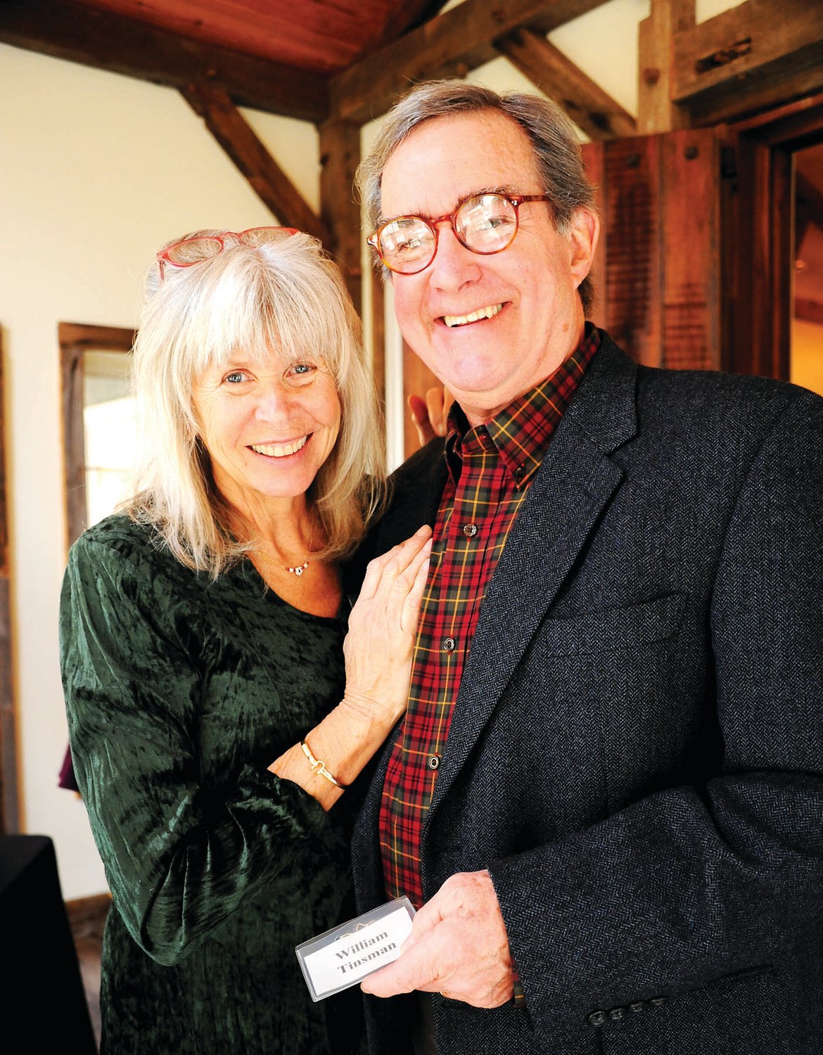 Melody Hunt congratulates her husband, Bill Tinsman, on his being named Solebury Township’s 2019 Distinguished Citizen.