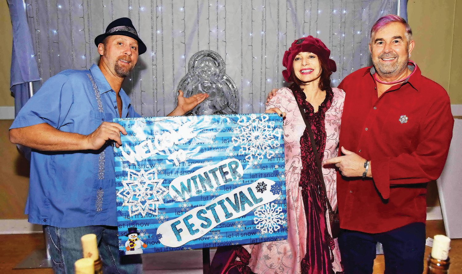 Fire and Ice co-chairs Glen Stephan and Marianne Romano and Winter Festival Chair Dudley Rice. Photograph by Gordon Nieburg