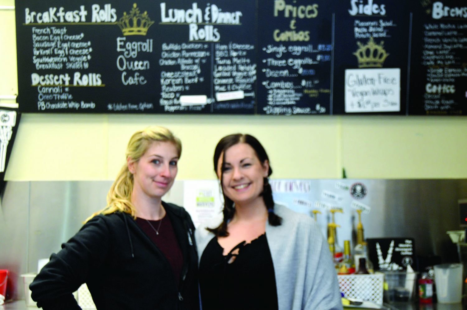 Stephanie Hrin, right, owns the Eggroll Queen Café in Chalfont, where her sister Andrea Smith is manager. Photograph by Susan S. Yeske.