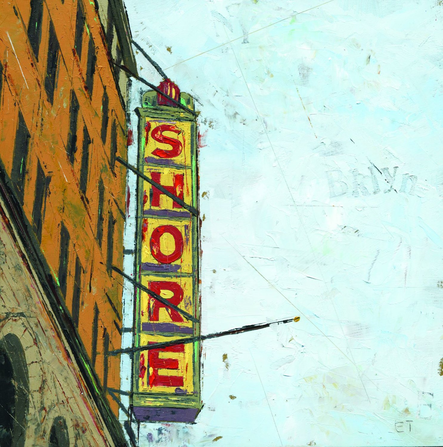 “Shore Hotel” is an oil on panel by Emily Thompson.
