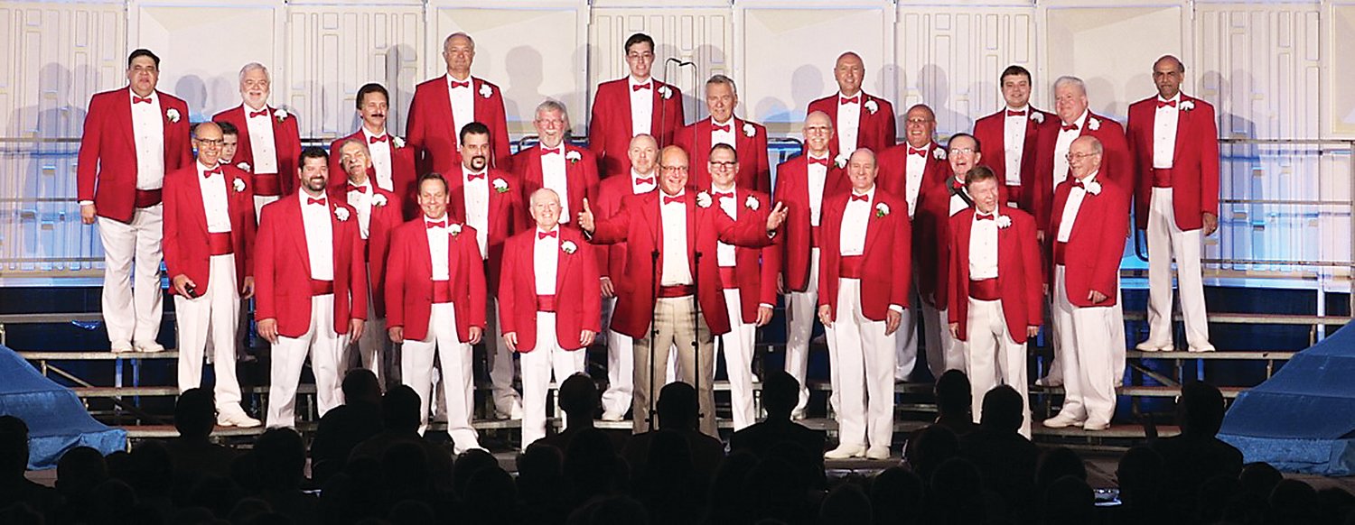The Hunterdon Harmonizers, an all-male a cappella singing group, shown during a performance, offer free singing lessons.
