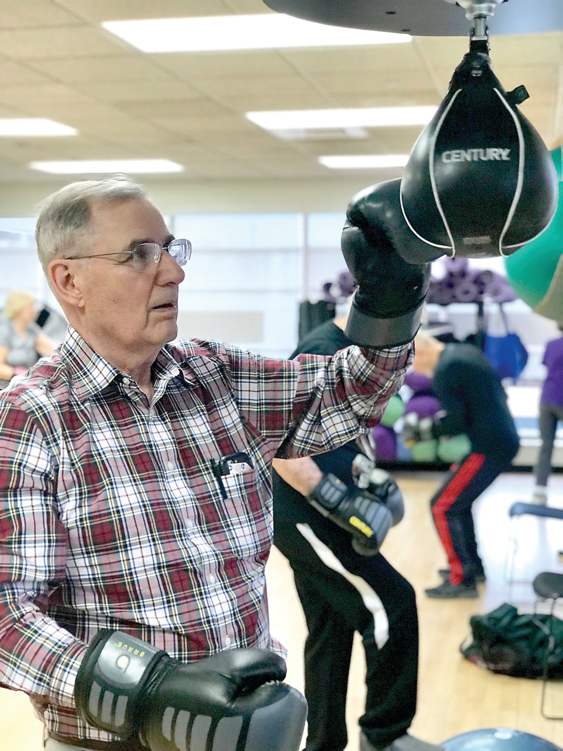 Joe Marino participates in a Rock Steady Boxing class at St. Mary Medical Center.