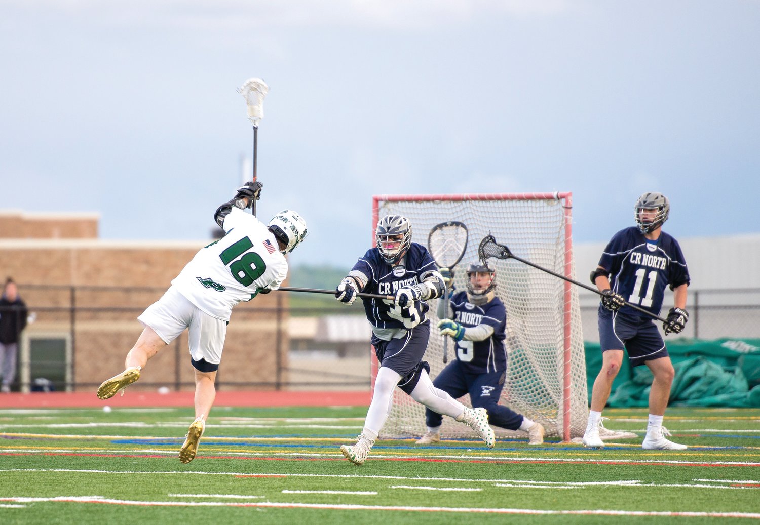Pennridge’s Kevin Britner prepares to fire a shot on net during the Rams’ district game against Council Rock North.  Photograph by Chris Markley.