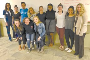 Sherry Casey, a St. Luke’s nurse and education specialist, left, and high school counselor Erica Henry, right, stand with Medical Career Pathway students. In the front row, from left, are Julia Cressman, Shelby Daugherty and Sarah Godshalk. In the back row, from left, are Madison Cummings, Andrew Labeeb, Lizzie Maceri, Sydney Meese, Suzie Njunge, Tori Caputo and Mariana Olivares. Students in the program absent from the photograph are Gitza Padilla-Perez and Piper Yerkes.