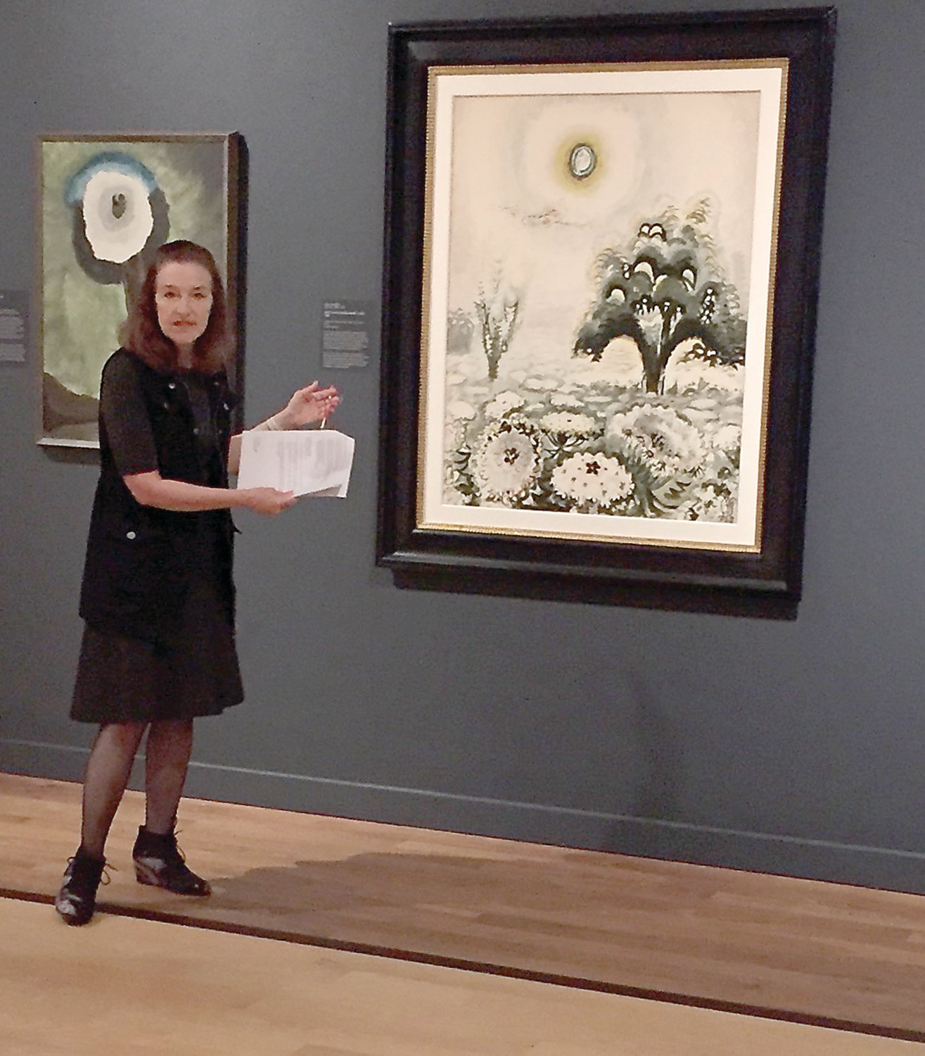 Laura Vookies of the Hudson River Museum, a co-curator of “The Color of the Moon” exhibit at the Michener Art Museum, discusses Charles Burchfield’s “Moon and Queen Anne’s Lace,” watercolor and gouache on paper.