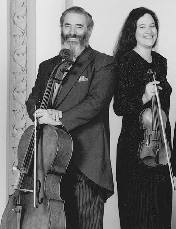 Cellist Lloyd Smith and  violinist Nancy Bean.