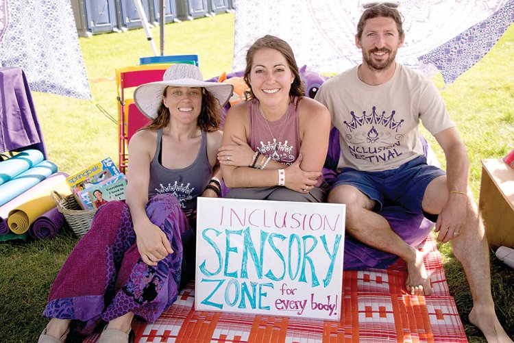 The Inclusion Sensory Zone offered a peaceful spot to rest. Relaxing are Max Papperman, Amy Pinder and Leah Barron of Lambertville, N.J. Photographs by Chiara Chandoha.
