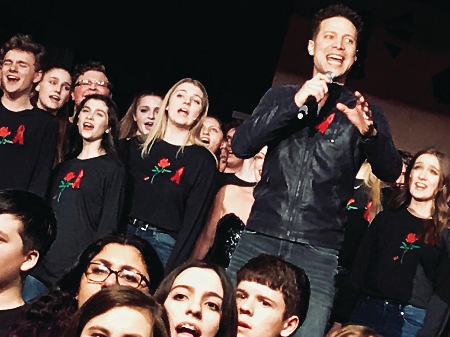 Justin Guarini sings with the Central Bucks West Choir. Photograph courtesy of CB West Choir.