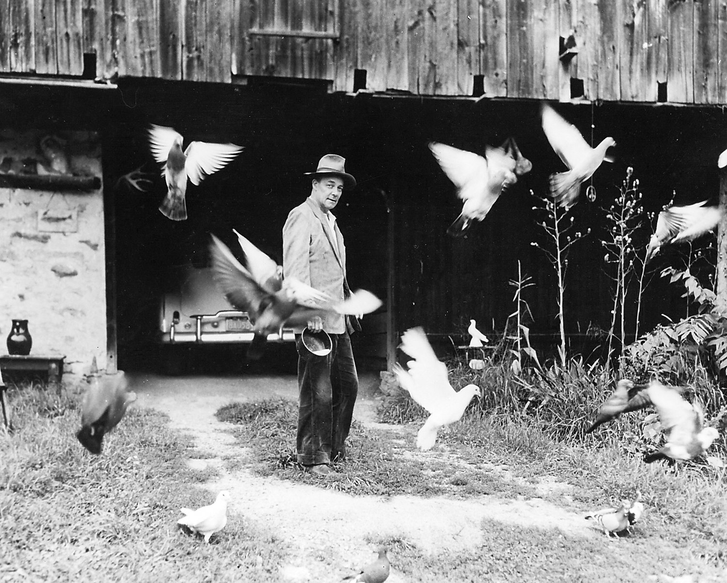 Conrad Roland feeds the birds.