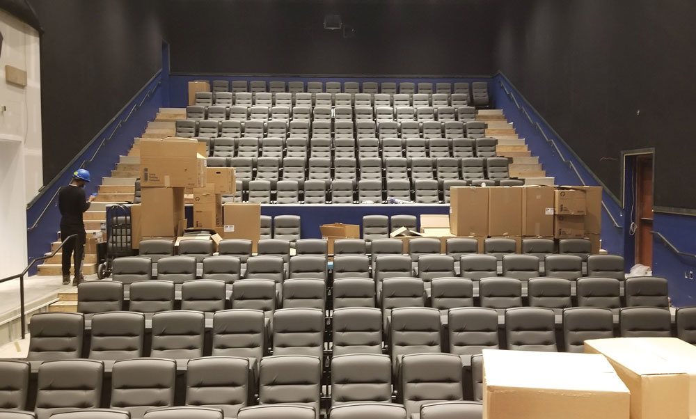 Doylestown’s County Theater is nearing completion of its expansion and renovation project. The interior of the existing two theaters has new, larger seating with more leg room. (County Theater)