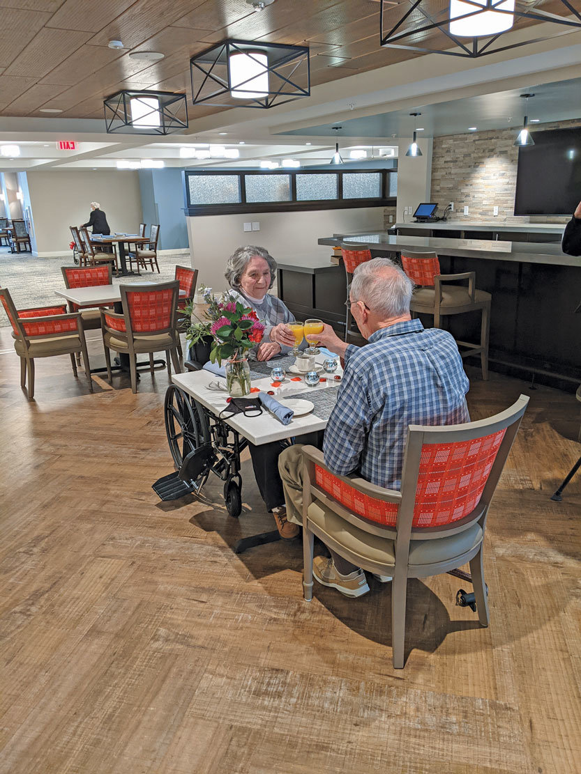Lola and Bill Fuller once again enjoy their brunch at Wesley Enhanced Living in Doylestown. The long-married couple had to stop their Sunday ritual when the pandemic intervened.