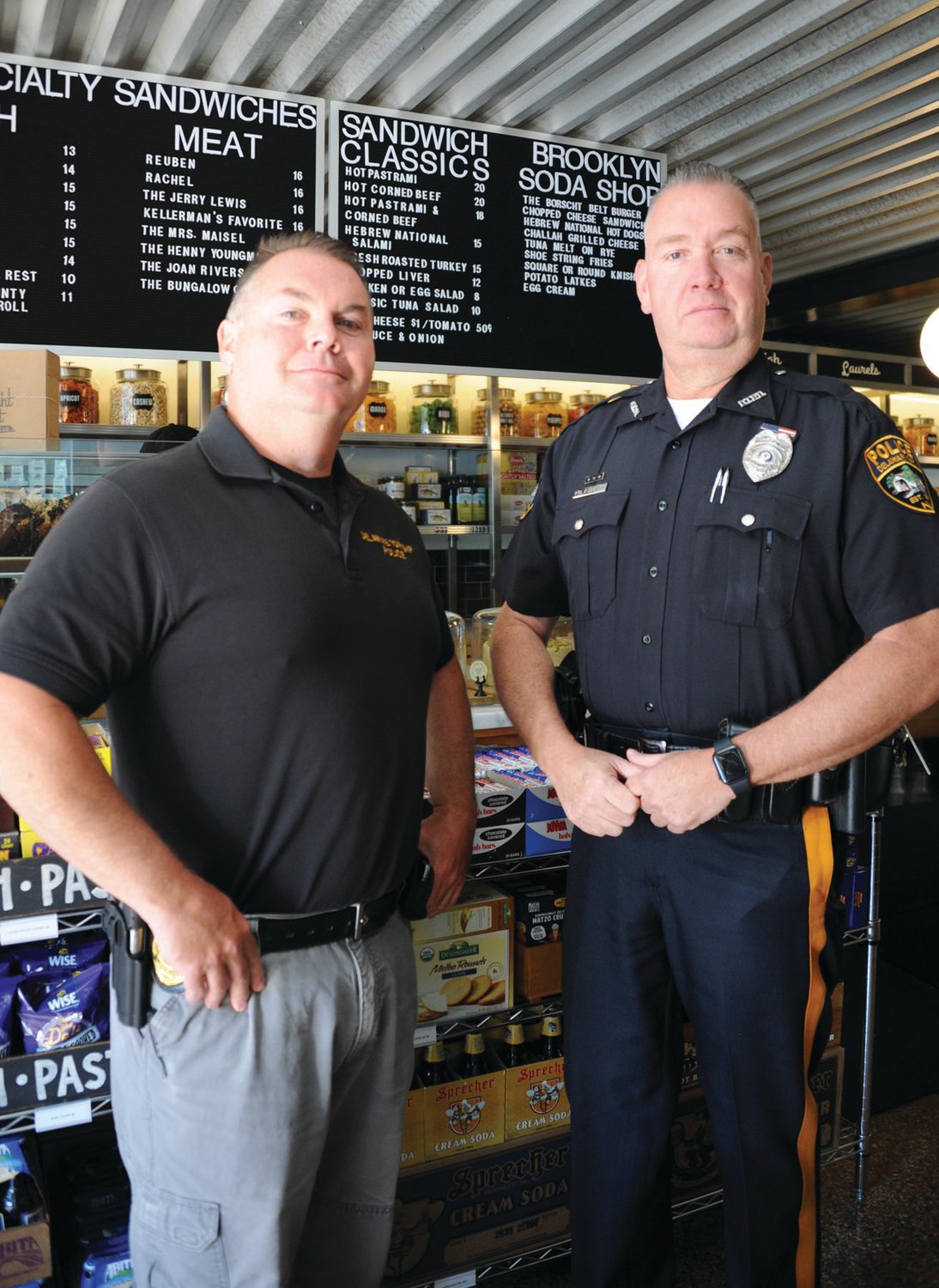 Delaware Township Police Department Chief Chris Cane and Patrol Officer Paul Murphy.