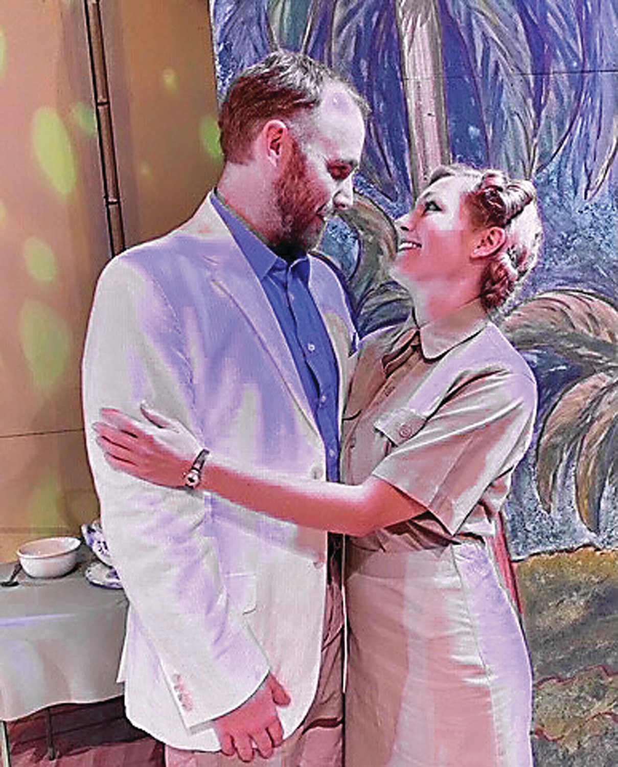 Meredith Beck is Nellie Forbush and Mick Bleyer as  Emile de Becque in the Bucks County Center for Performing Arts production of “South Pacific” running through Aug. 22 at the Delaware Valley University theater.