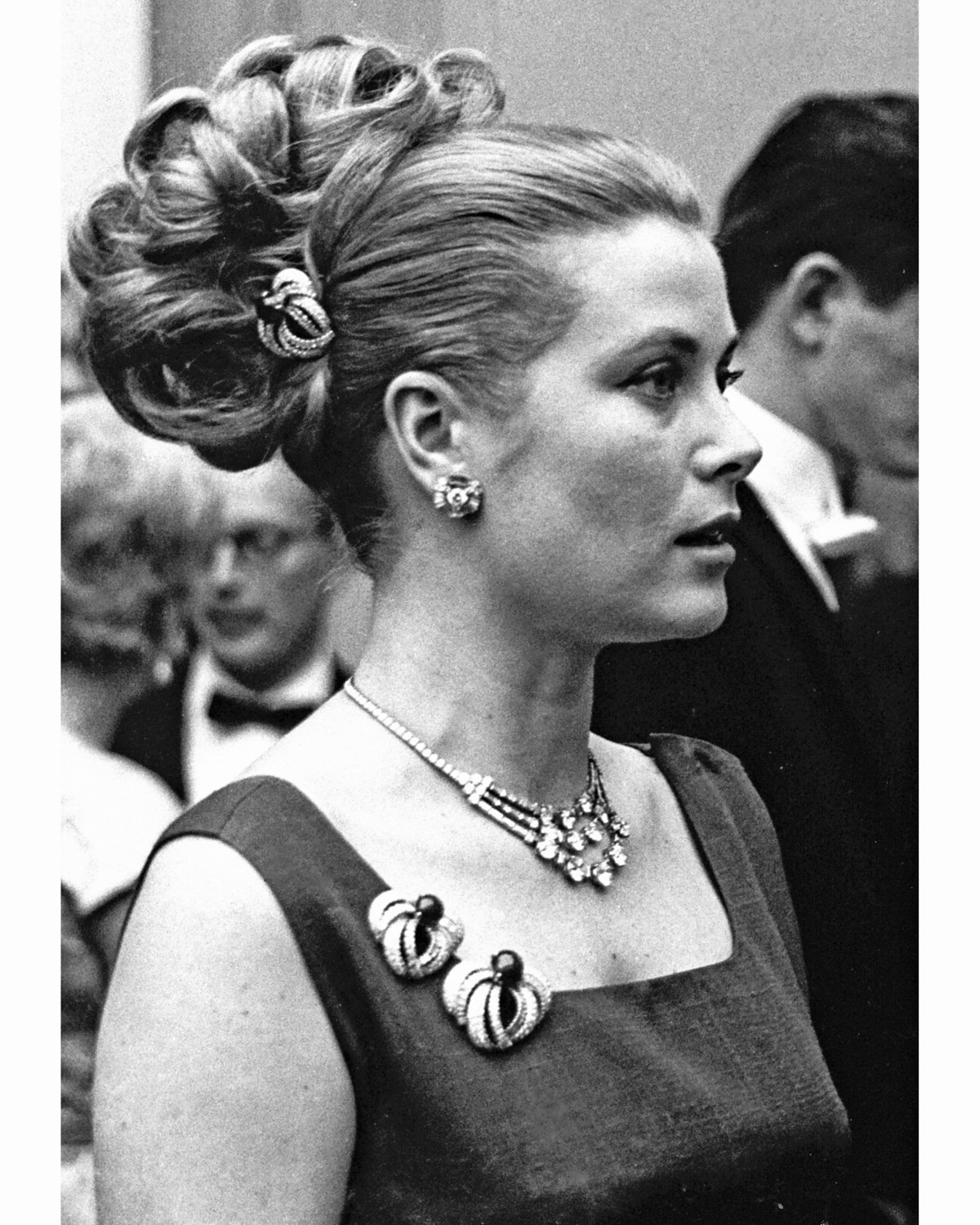 Jack Rosen photographed film star Grace Kelly at a formal event. A Philadelphia native, she once acted at the Bucks County Playhouse.