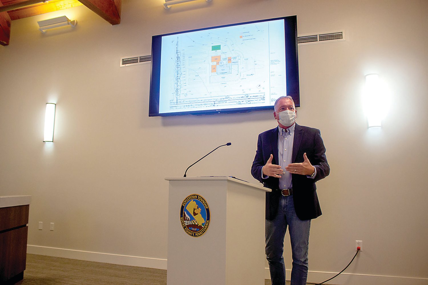 Dave Ziel, chief development officer for Urban Outfitters, presented a DelVal University partnership plan to the Doylestown Township supervisors.