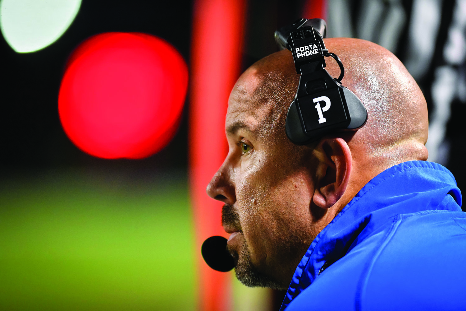 Quakertown head coach George Banas looks on during early first quarter action of the Panthers’ District One playoff game.