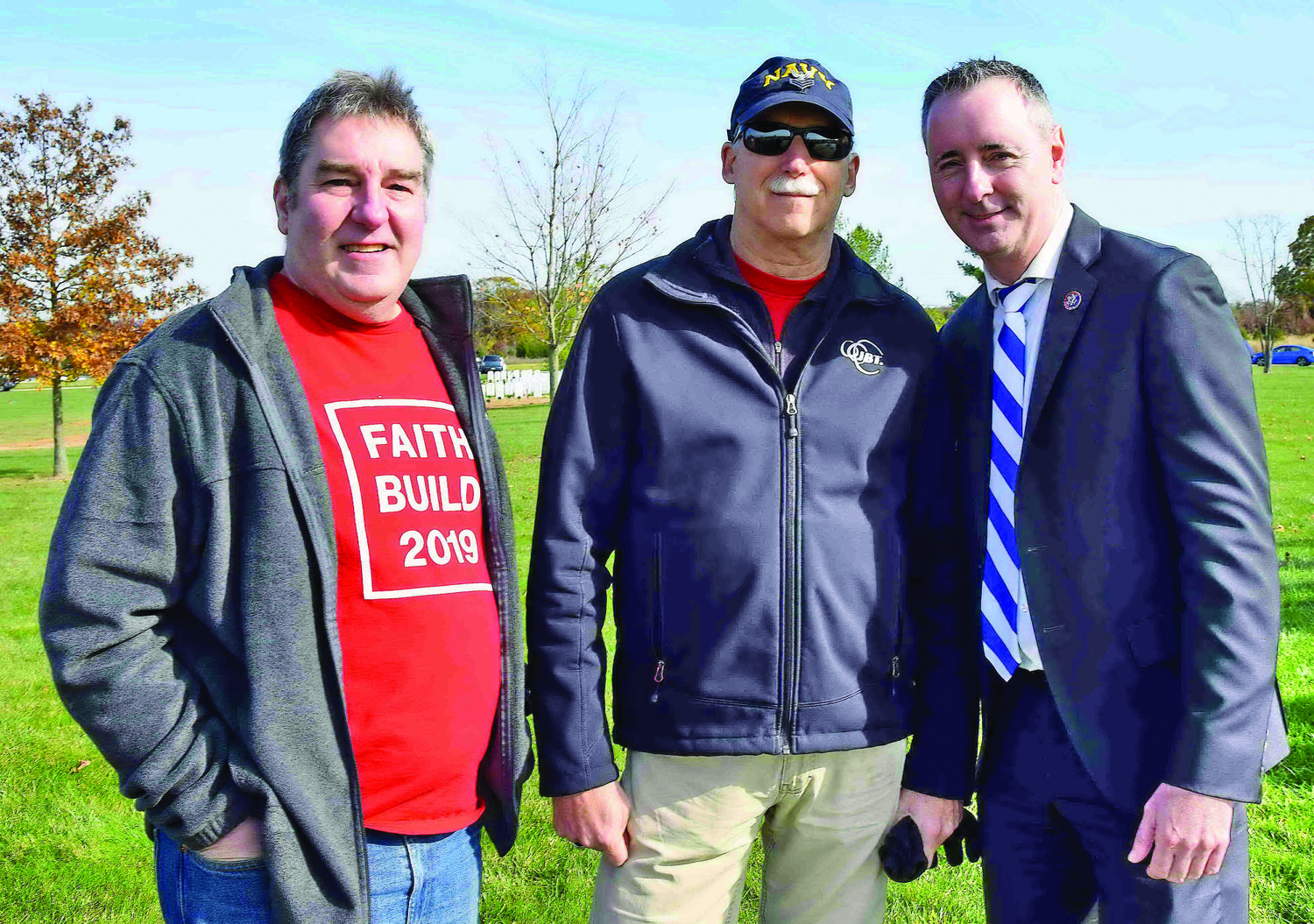 Veterans Curtis Dehaven and Guy Schettig with U.S. Rep. Brian Fitzpatrick.