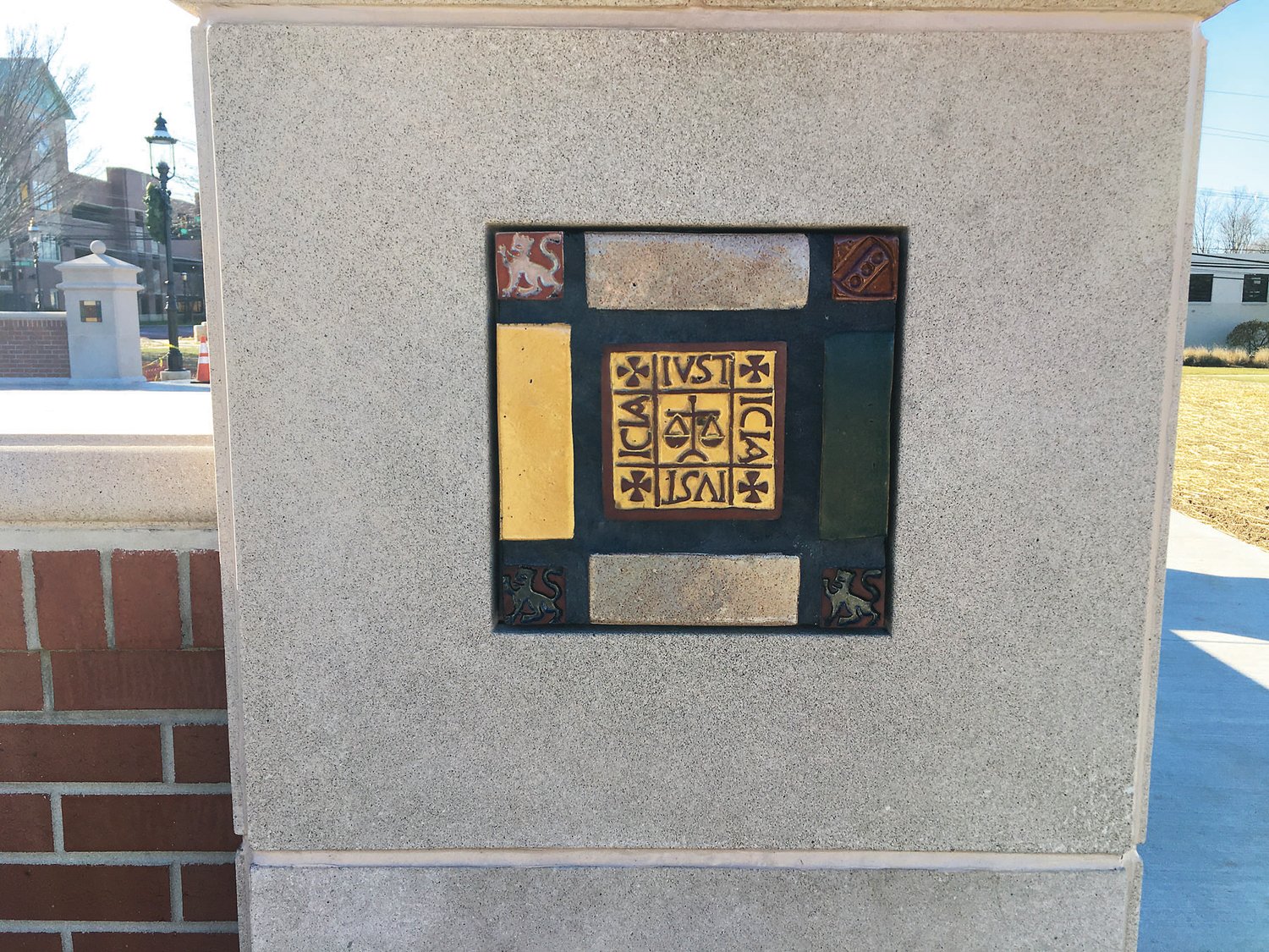 Dozens of Mercer tiles are being added to pillars in Doylestown Borough’s new park, Broad Commons. The striking tiles were created at TileWorks of Bucks County.