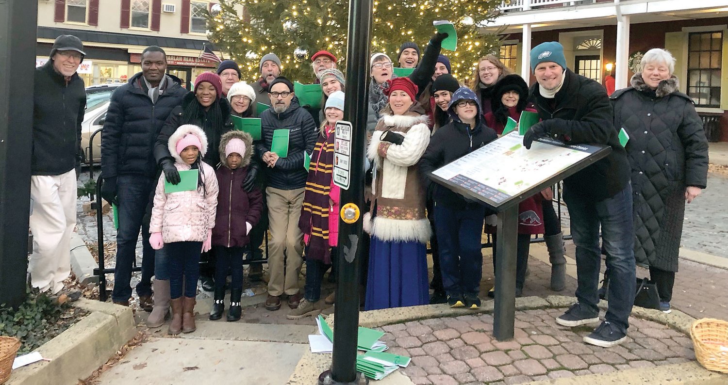 First Baptist Church of Doylestown joins New Hope Community Church for caroling at the Christmas tree at Main and State streets, Doylestown.