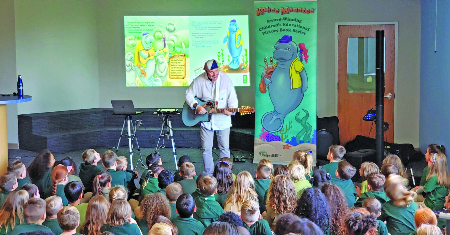 Robert Scott Thayer, author of the “Kobe Manatee” children’s book series, teaches students in Bucks and beyond about conservation and climate change, both in print and in person.