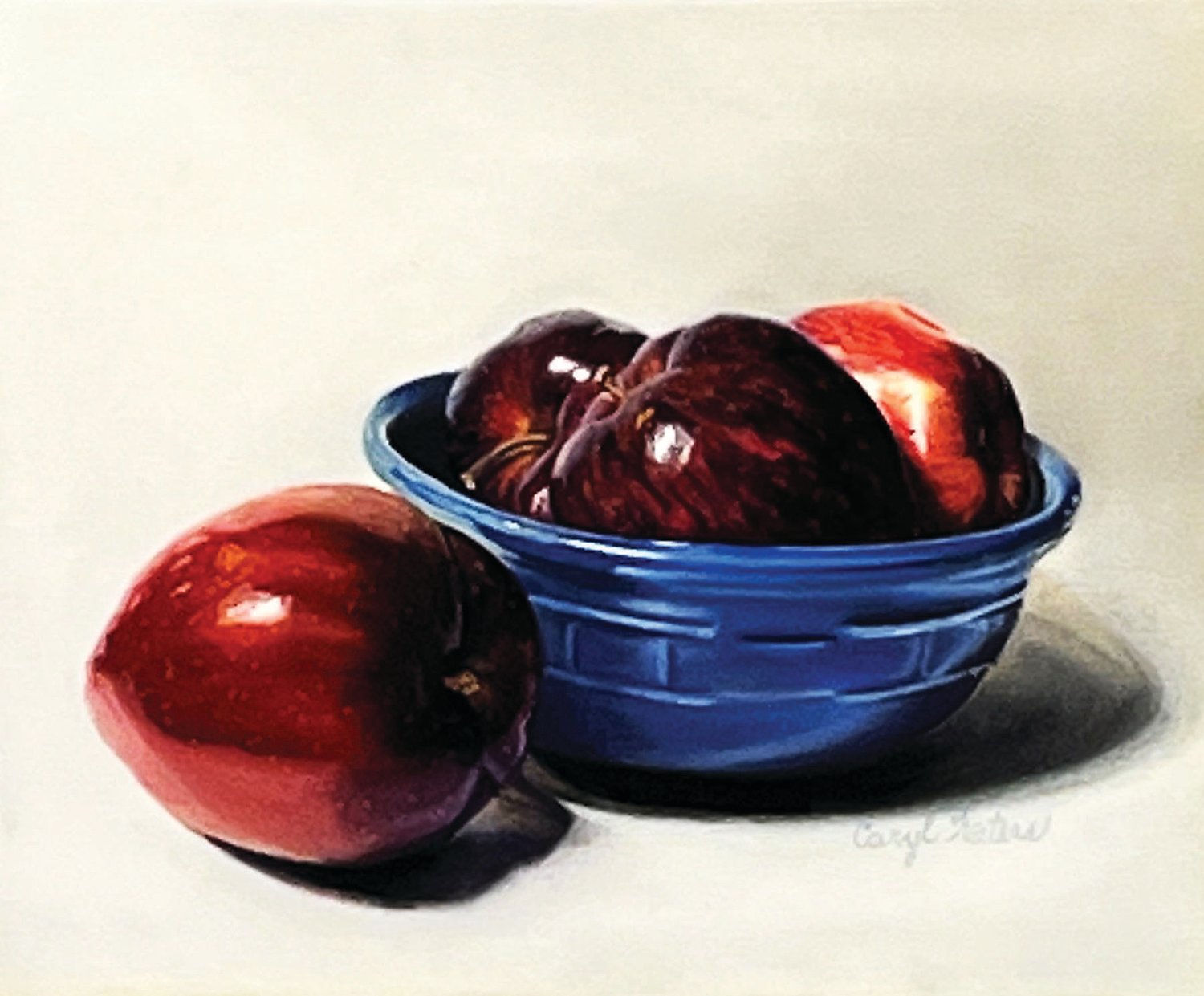 “An Apple a Day” is a pastel by Caryl Waters, a student in the Pastels class with Jacqueline Meyerson.
