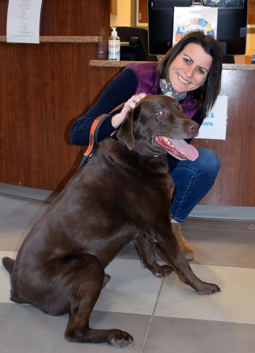 The Quakertown shelter’s first adopter, Michelle Elsesser, whose husband, Scott, worked on the shelter during construction, with Rex, adopted in 2012.
