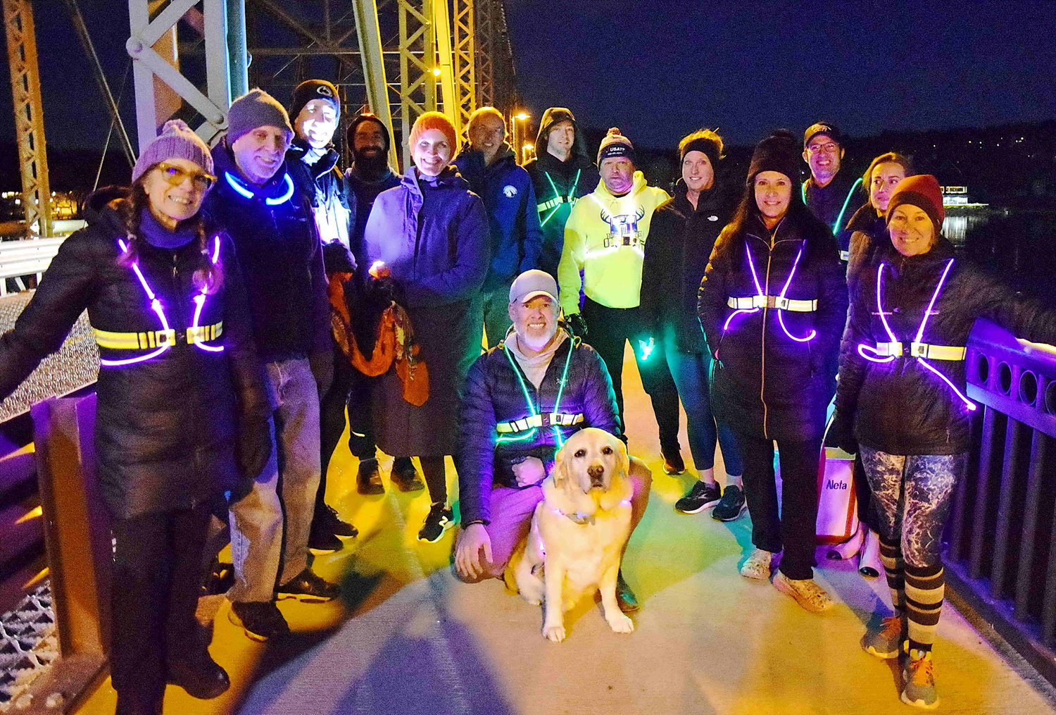 On this night, walkers wearing lights representing the global rare disease community lit up the New Hope-Lambertville Bridge wearing NoxGear, carrying glow sticks and flashlights.