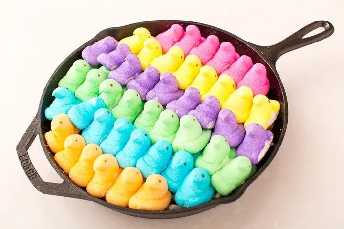 Marshmallow Peeps aren’t just found in Easter baskets anymore; they’re also made into desserts like this colorful dip that is baked in the oven.