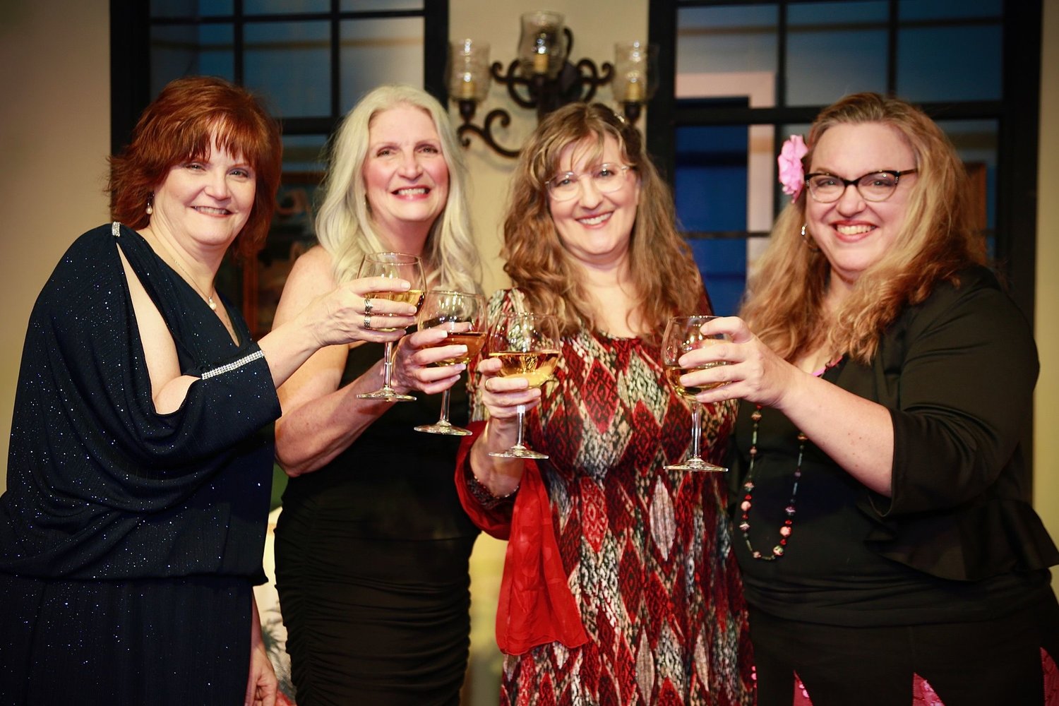 From left are: Sandra Landers Turner, Linda Friday, Heiki Lara Nyce, Heidi Murphy, starring in “The Savannah Sipping Society,” at DCP Theatre.