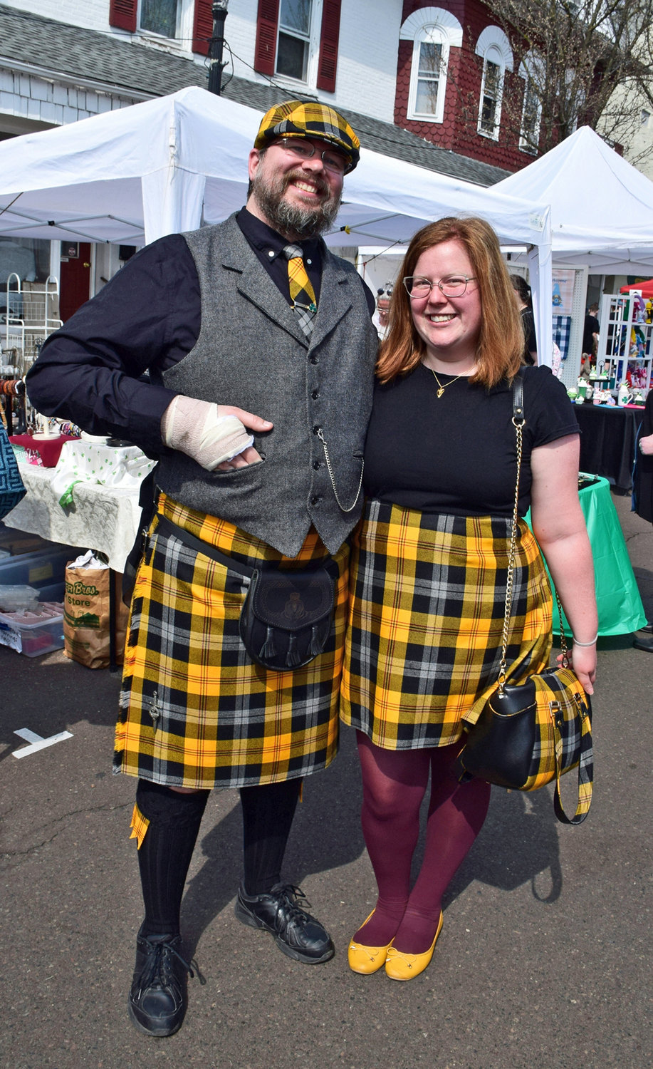 Robert Nunn, a participant in the kilt contest, and his wife, Samantha, of Sellersville. The couple handmade their attire.