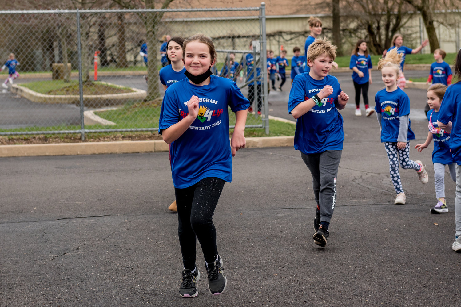 IRun4Life participants run laps around Buckingham Elementary.