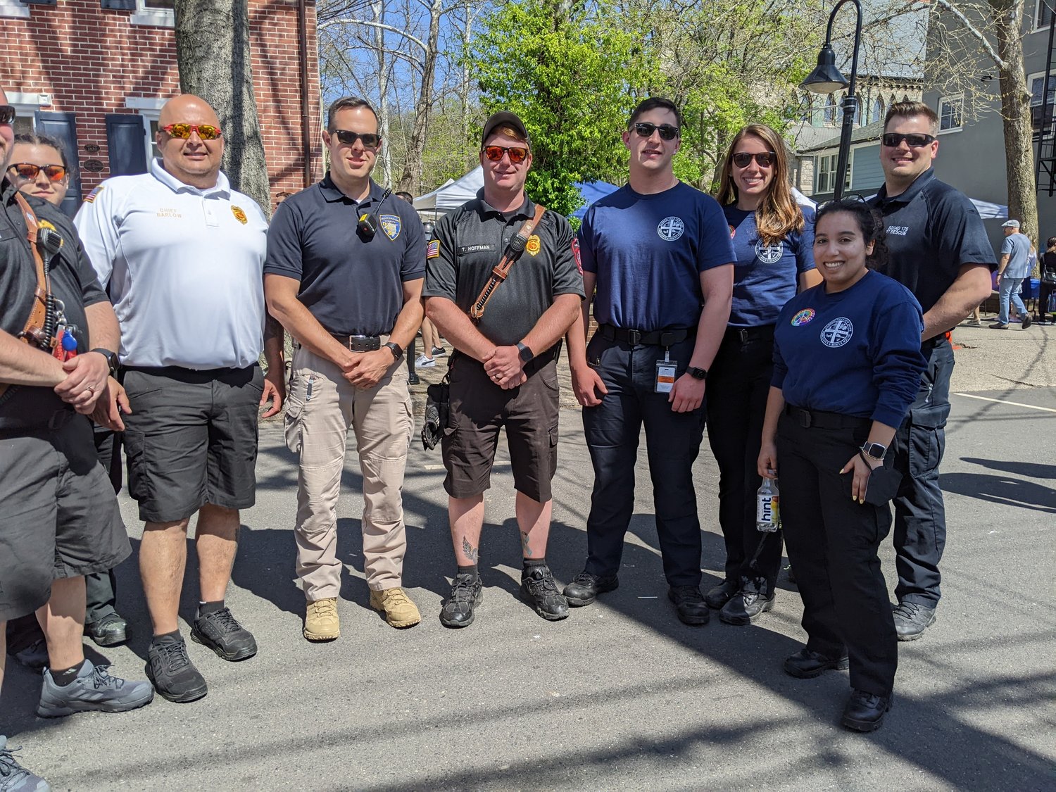 Lambertville and Hunterdon County law enforcement officers and EMTs.