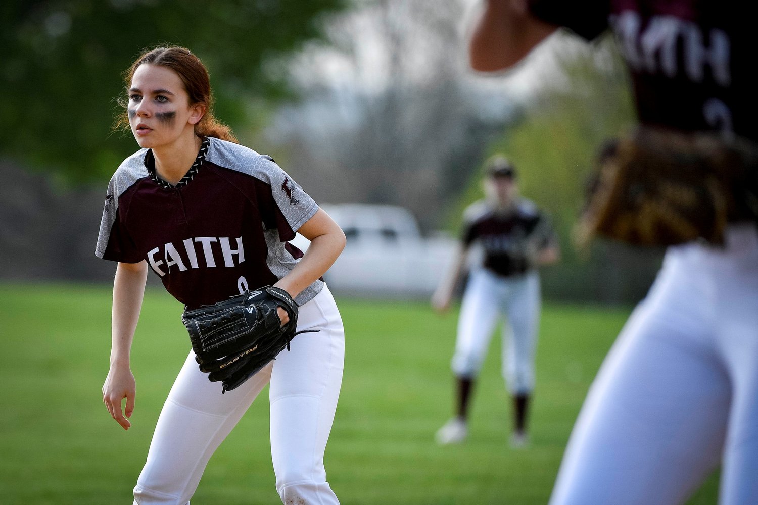 Faith’s Abby Filer readies before the pitch.