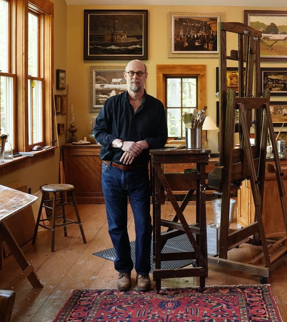 Robert Beck, pictured in his studio, will be painting the gala event live, and his finished piece will become part of the live auction.