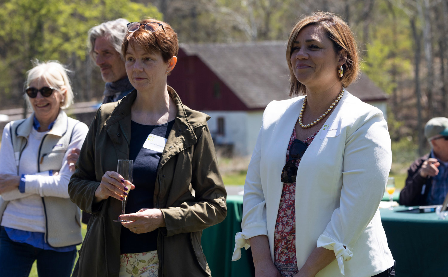 Laurie Cleveland, executive director of Sourland Conservancy, with Sarah Norris, Bowman’s Hill director of donor and partner relations.