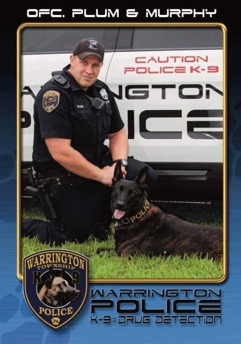 Warrington Township Police K9 Officer Stephen Plum, Jr. with his canine partner, Murphy.