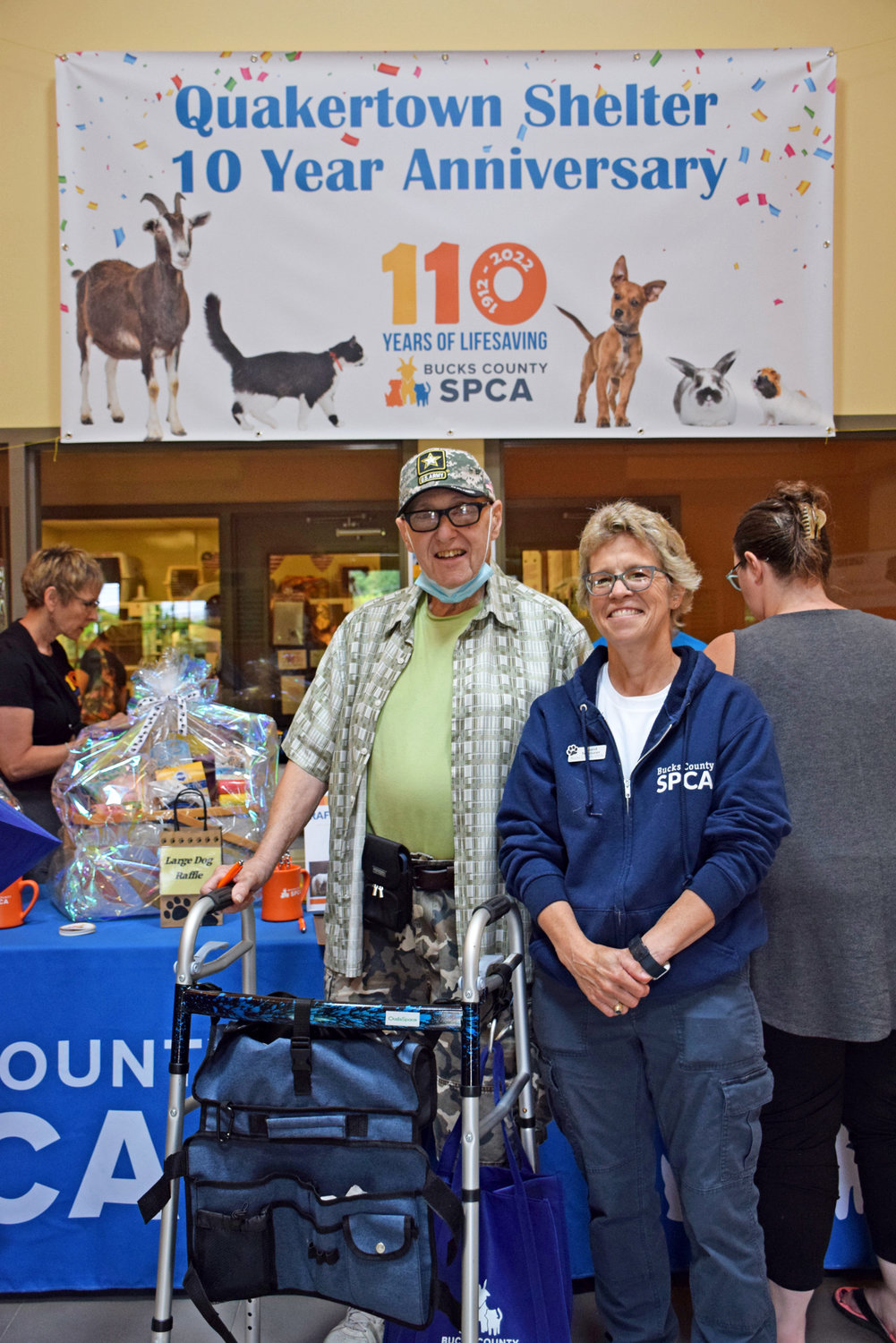 Longtime supporter of the Bucks County SPCA, Irvin Leamer, and board member Suzanne Hartshorne.