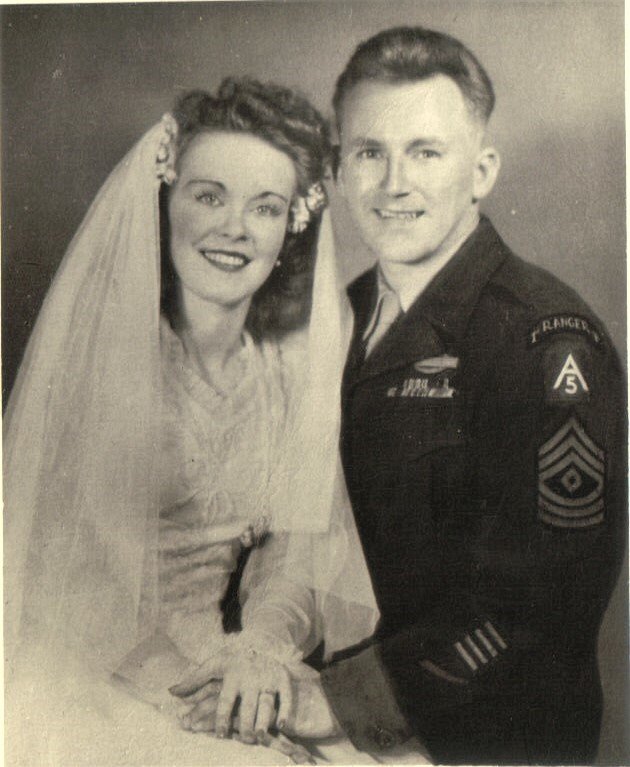 U.S. Army Ranger, Sgt. Edward Haywood and his bride, Irene
May.