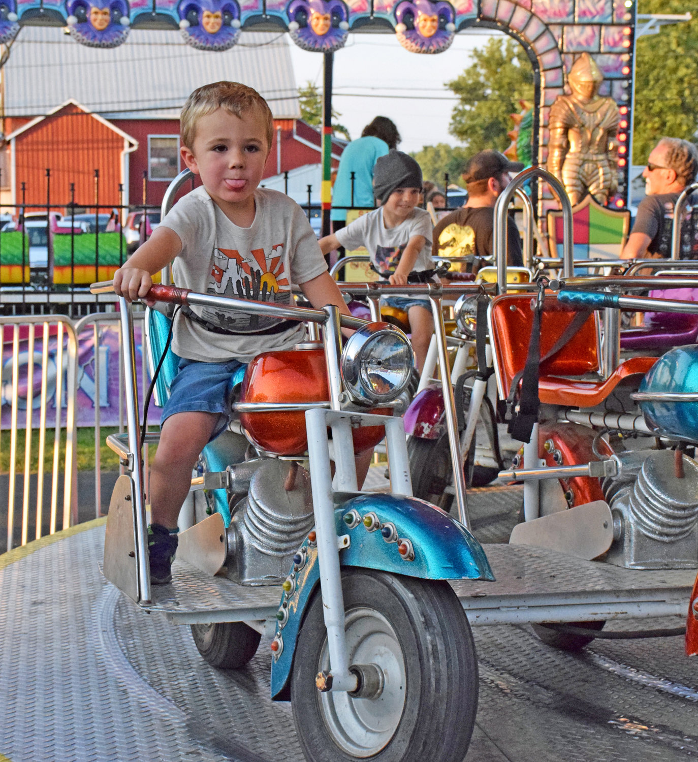 Jaxson Vasey of Perkasie drives a cycle at the Fireman’s Fair in Dublin last weekend.