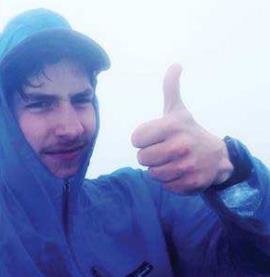 The thumbs up picture of Zane was taken on Mount Liberty where the winds were 60-80 mph and it was completely in the clouds.