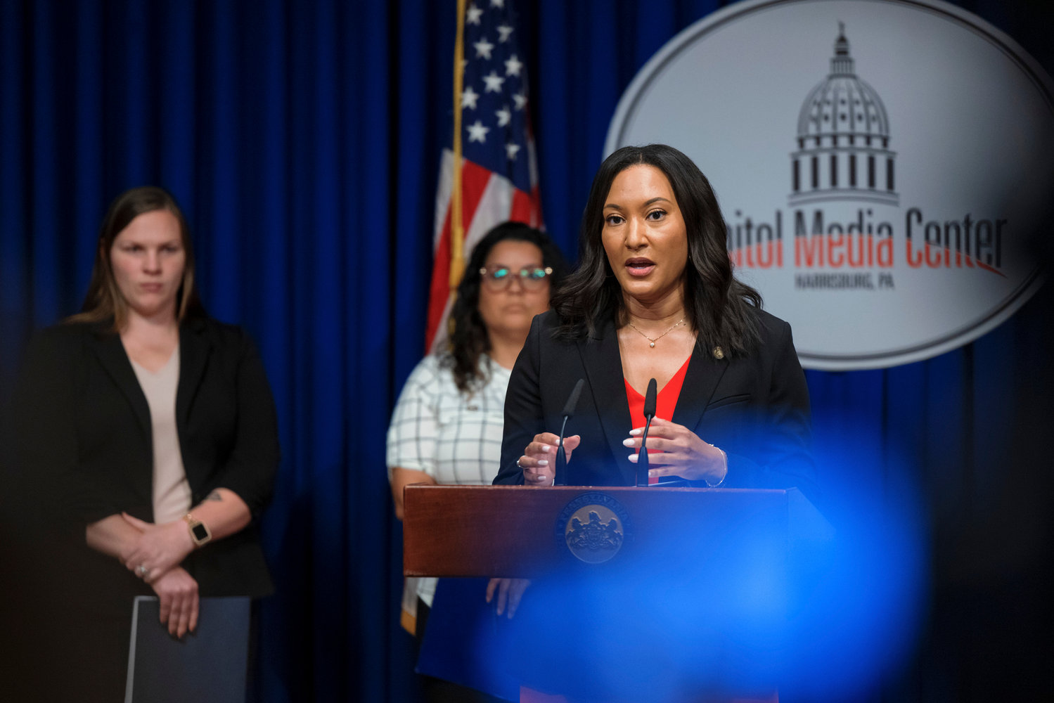 Acting Secretary of State Leigh M. Chapman speaks during a press conference, which highlighted the Wolf Administrations efforts to expand voter access, inside the Capitol Media Center on Tuesday, September 13, 2022.