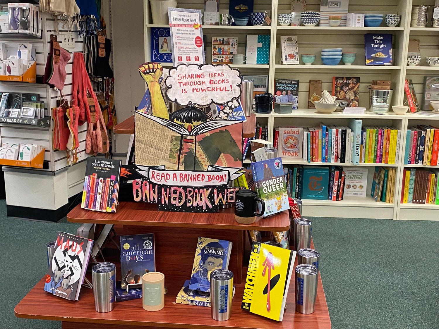 A wide variety of books are featured in a display at the Doylestown Bookshop.