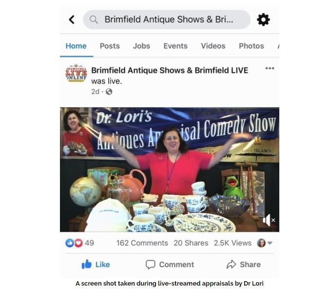 Virtual appraisals with Dr. Lori at Brimfield Flea Market.