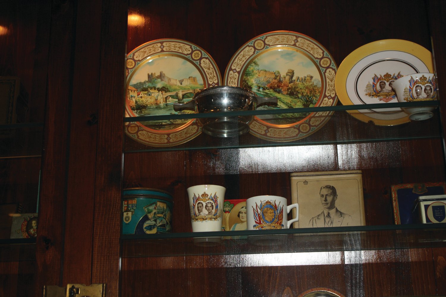 A small part of the extensive collection of memorabilia of the British royal family displayed at the Black Bass Hotel.