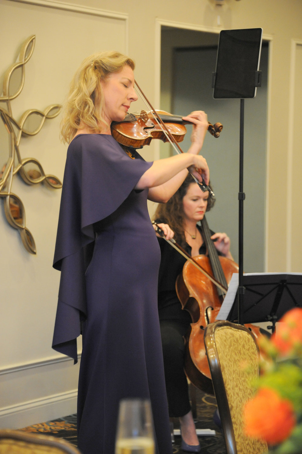Elizabeth Pitcairn wore purple in honor of the late Queen Elizabeth II
as she performed at the 70th anniversary gala for the Bucks County Symphony Orchestra.